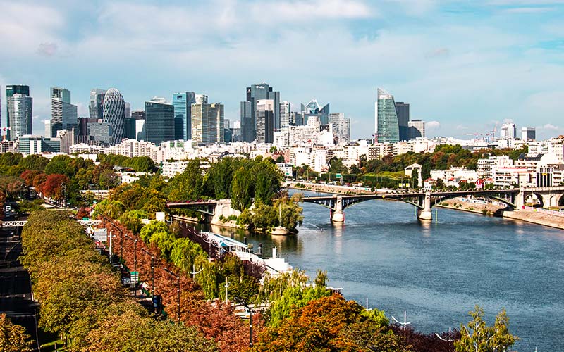 Panorama de La Défense et la Seine depuis Levallois-Perret