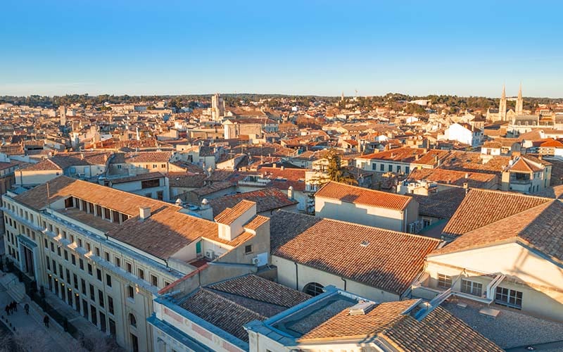 Vue aérienne de Nîmes