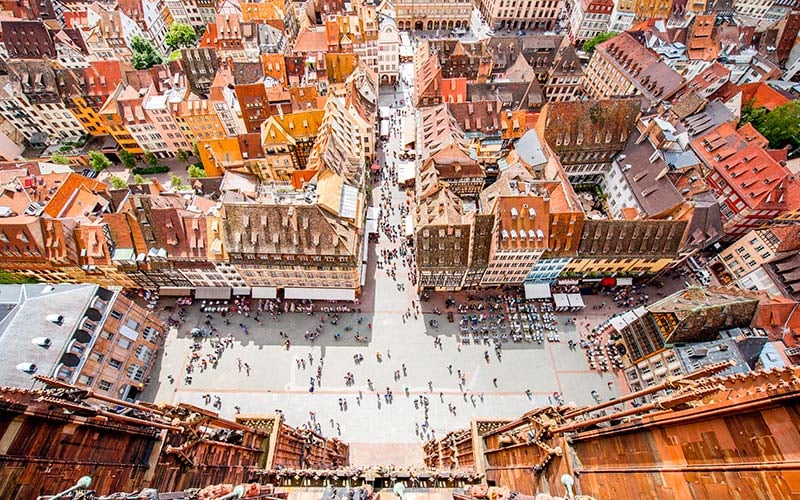 Vue sur la vieille ville de Strasbourg