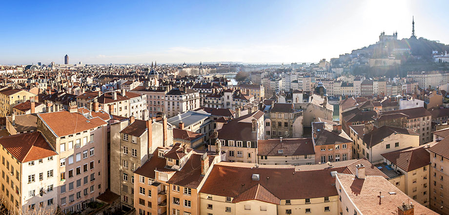 Vue aérienne des toits de Lyon